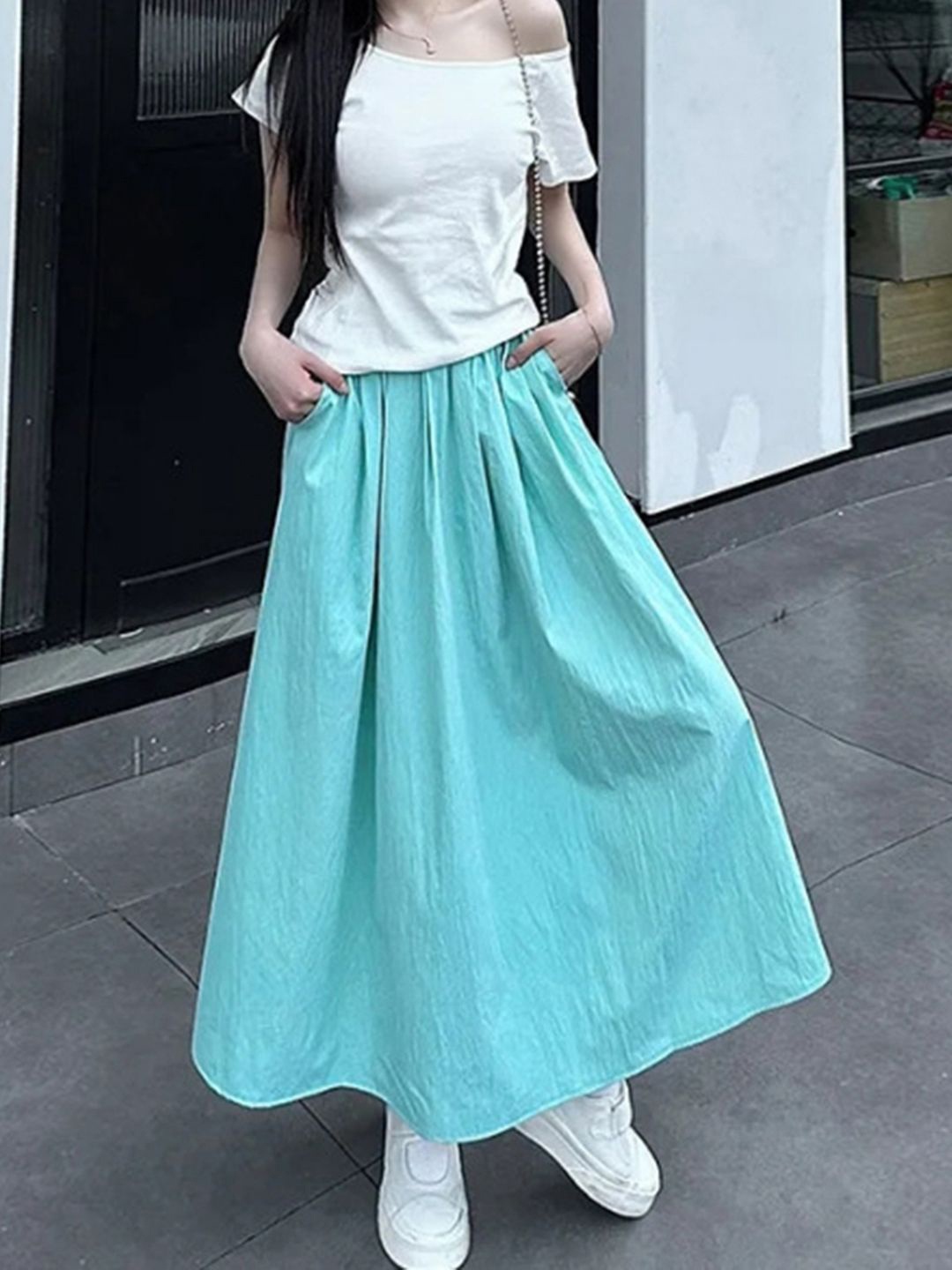 

DressBerry A-Line Maxi Skirt, Turquoise blue