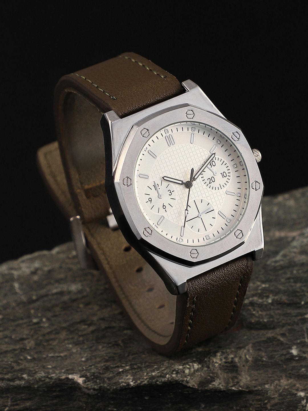 

French Accent Men Dial & Leather Straps Analogue Watch SS25_FAWC1057, Green