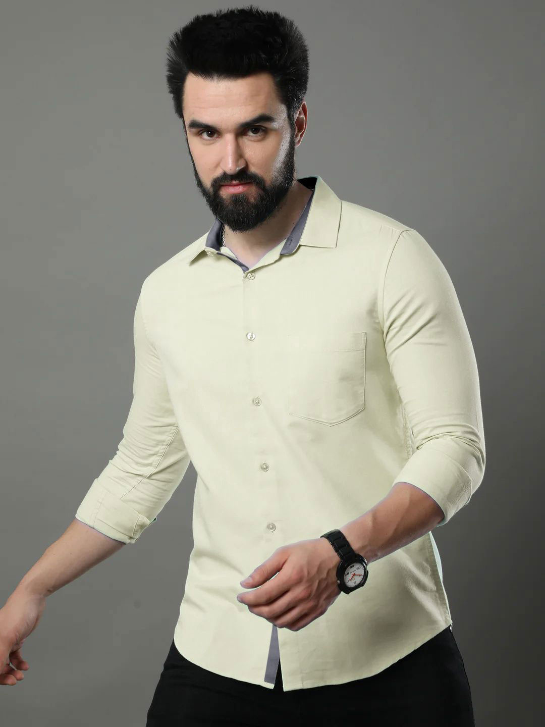 

Moda Rapido Men Standard Opaque Formal Shirt, Cream
