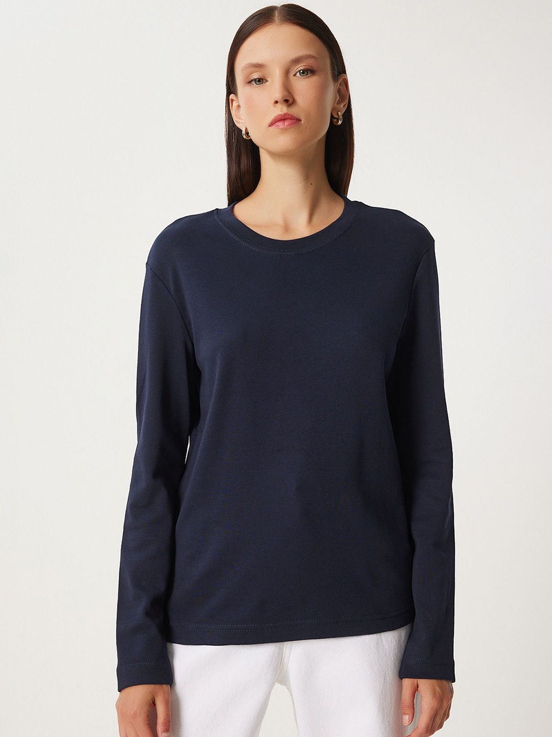 

Happiness istanbul Keyhole Neck Cotton Top, Na