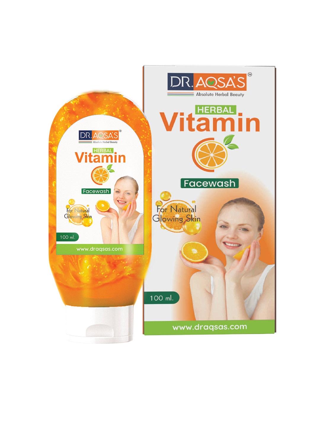 

Dr.Aqsas Herbal Vitamin C Face Wash For Glowing Skin & Brightening - 100ml, White