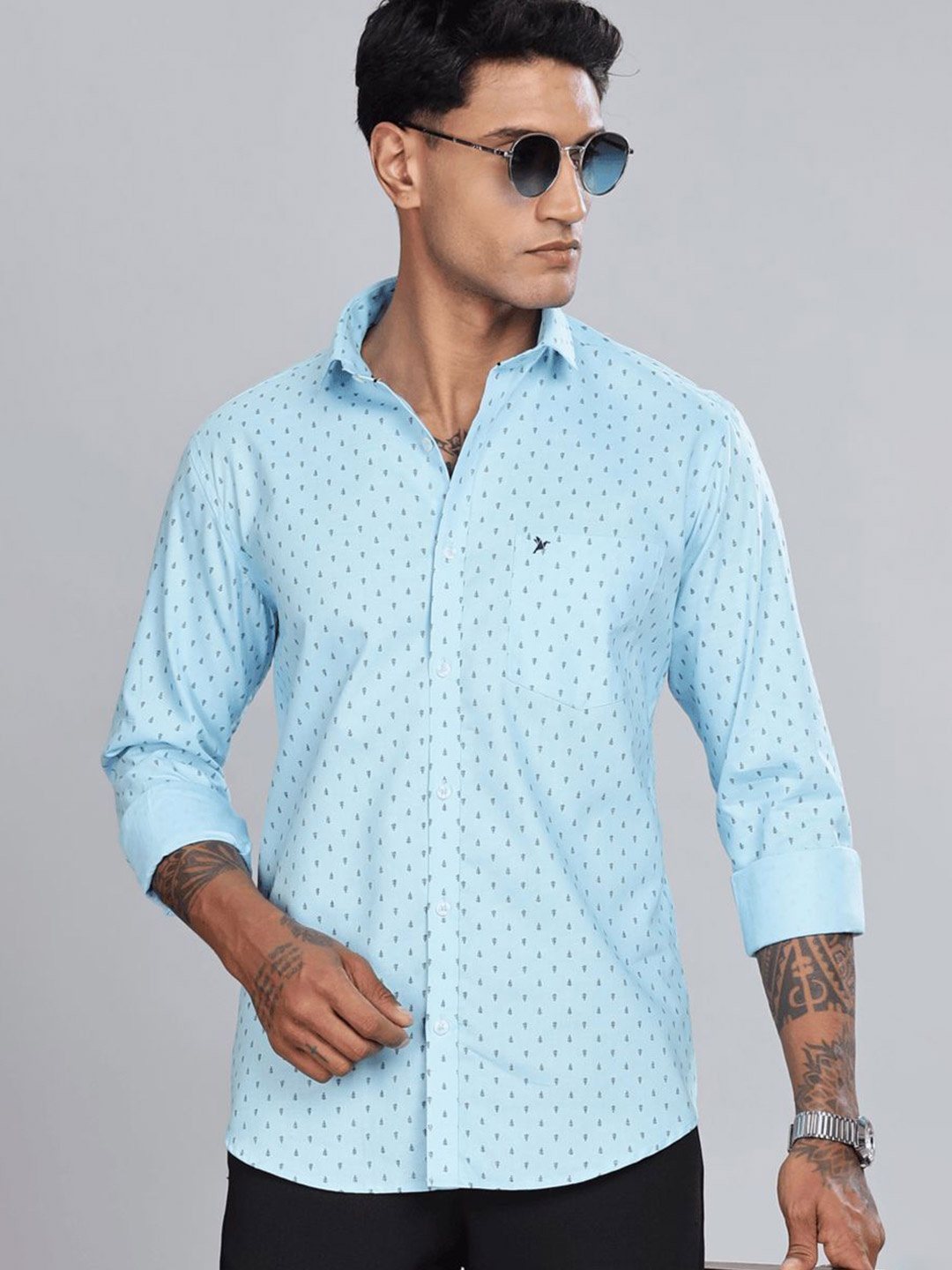 

Blueisland Clothing Men Standard Opaque Printed Formal Shirt, Blue