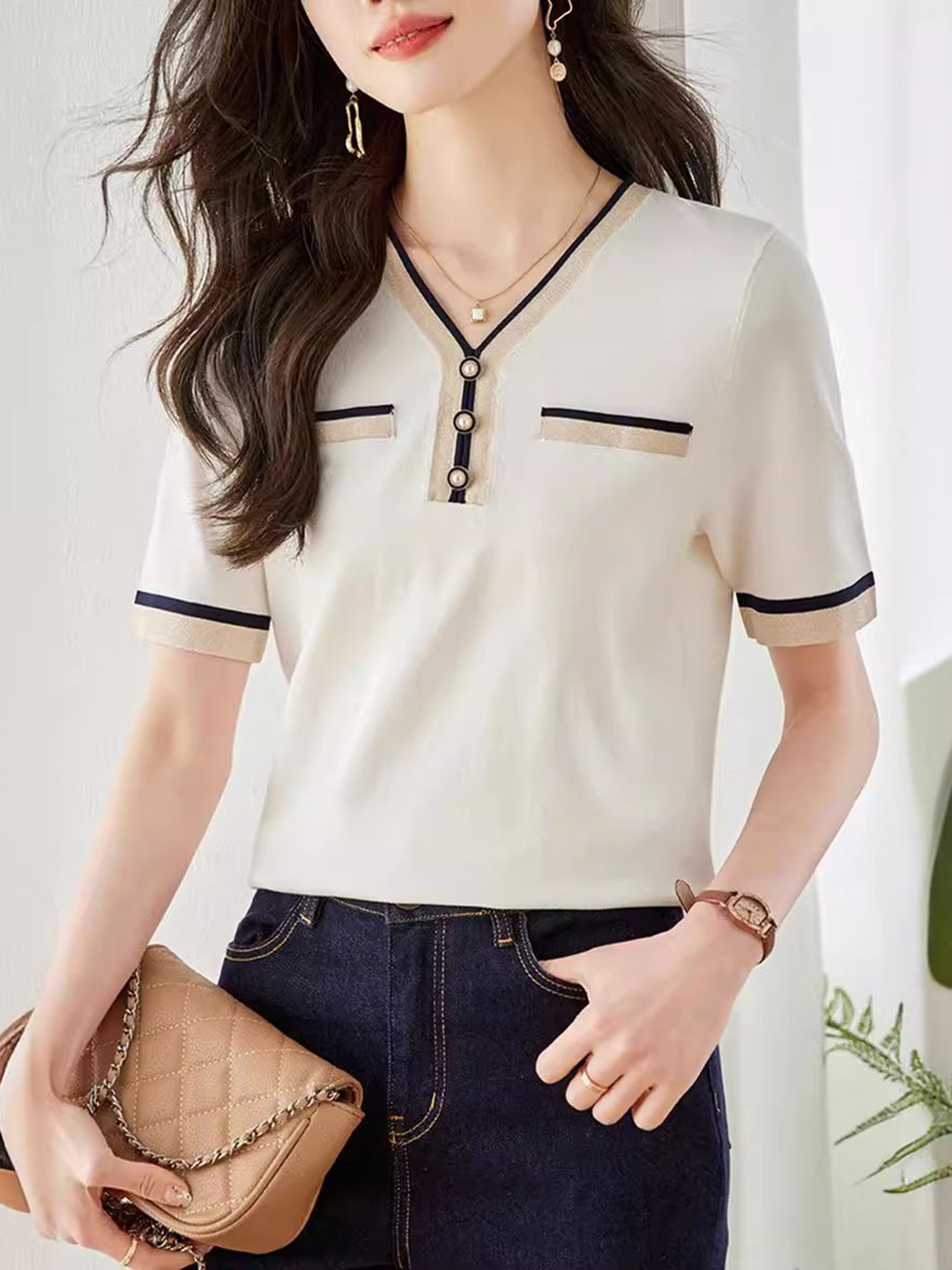 

StyleCast Women V-Neck T-shirt, White