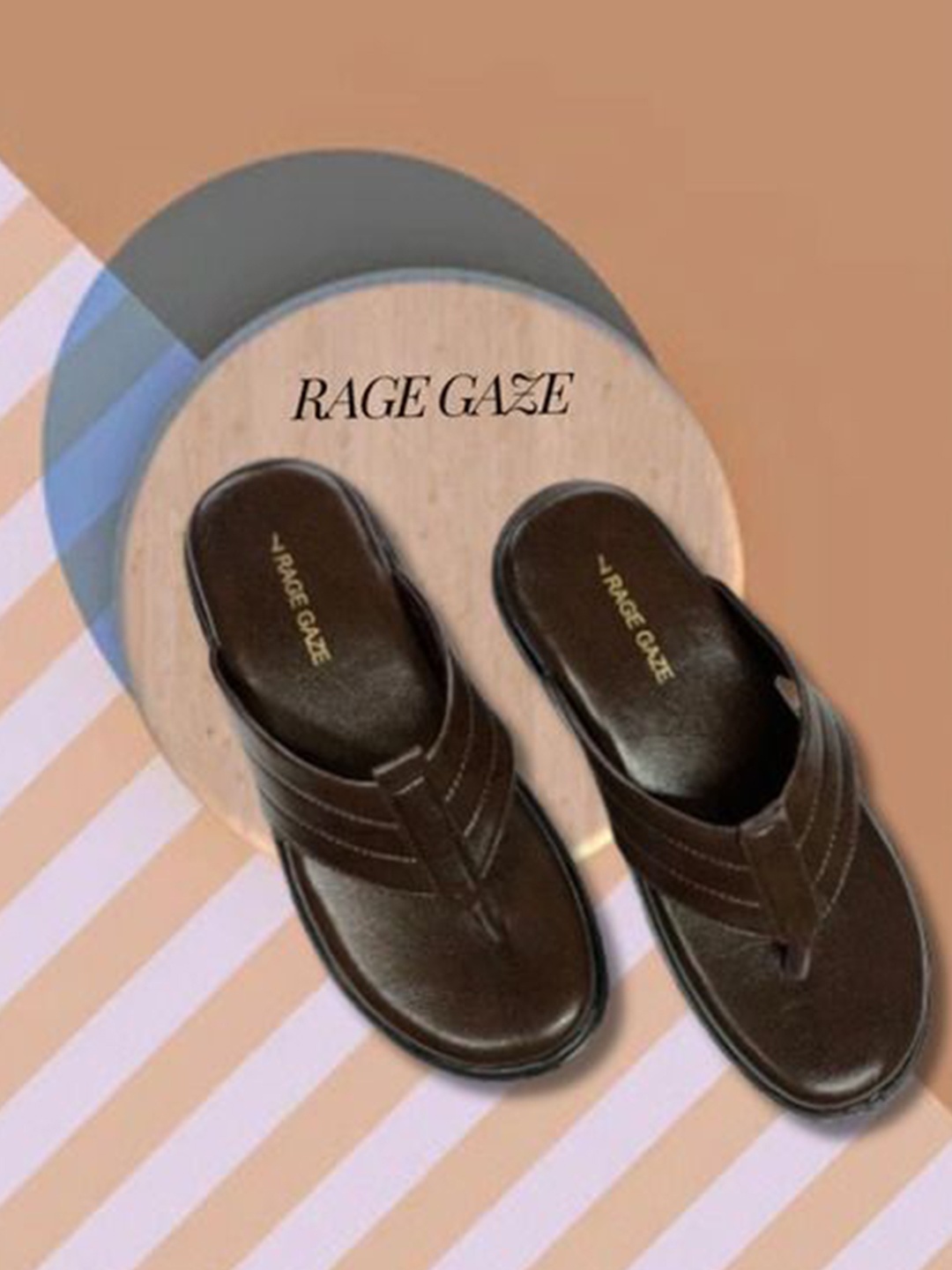 

RAGE GAZE Men Thong Flip-Flops, Brown