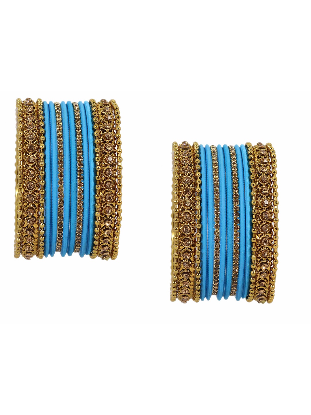 

ZULKA Set Of 28 Cubic Zirconia-Studded Traditional Bangles, Gold