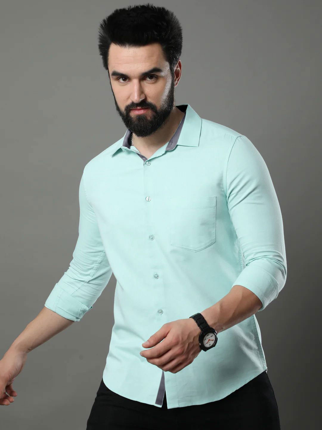 

Moda Rapido Men Standard Opaque Formal Shirt, Turquoise blue