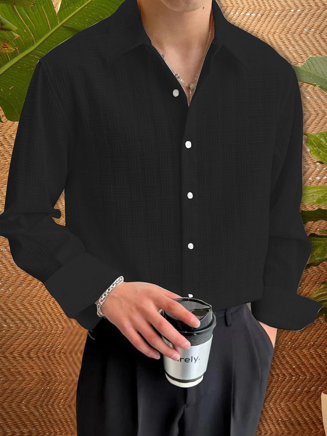 

Moda Rapido Men Original Opaque Casual Shirt, Black
