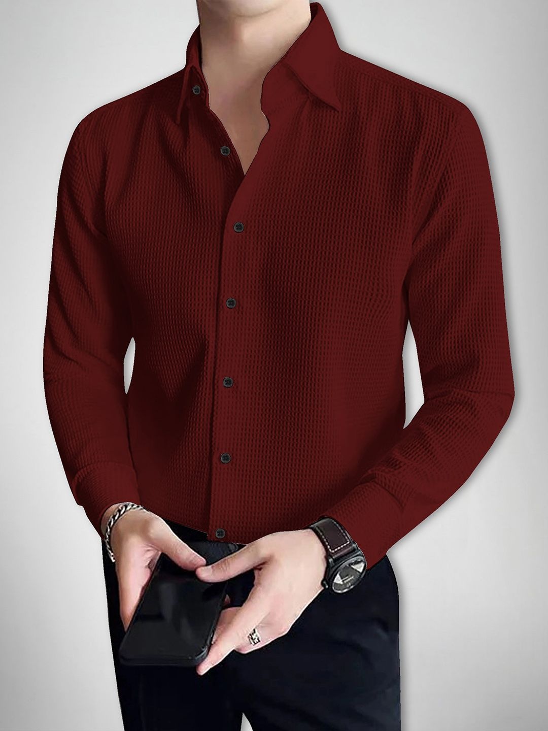 

Moda Rapido Men Original Opaque Casual Shirt, Maroon