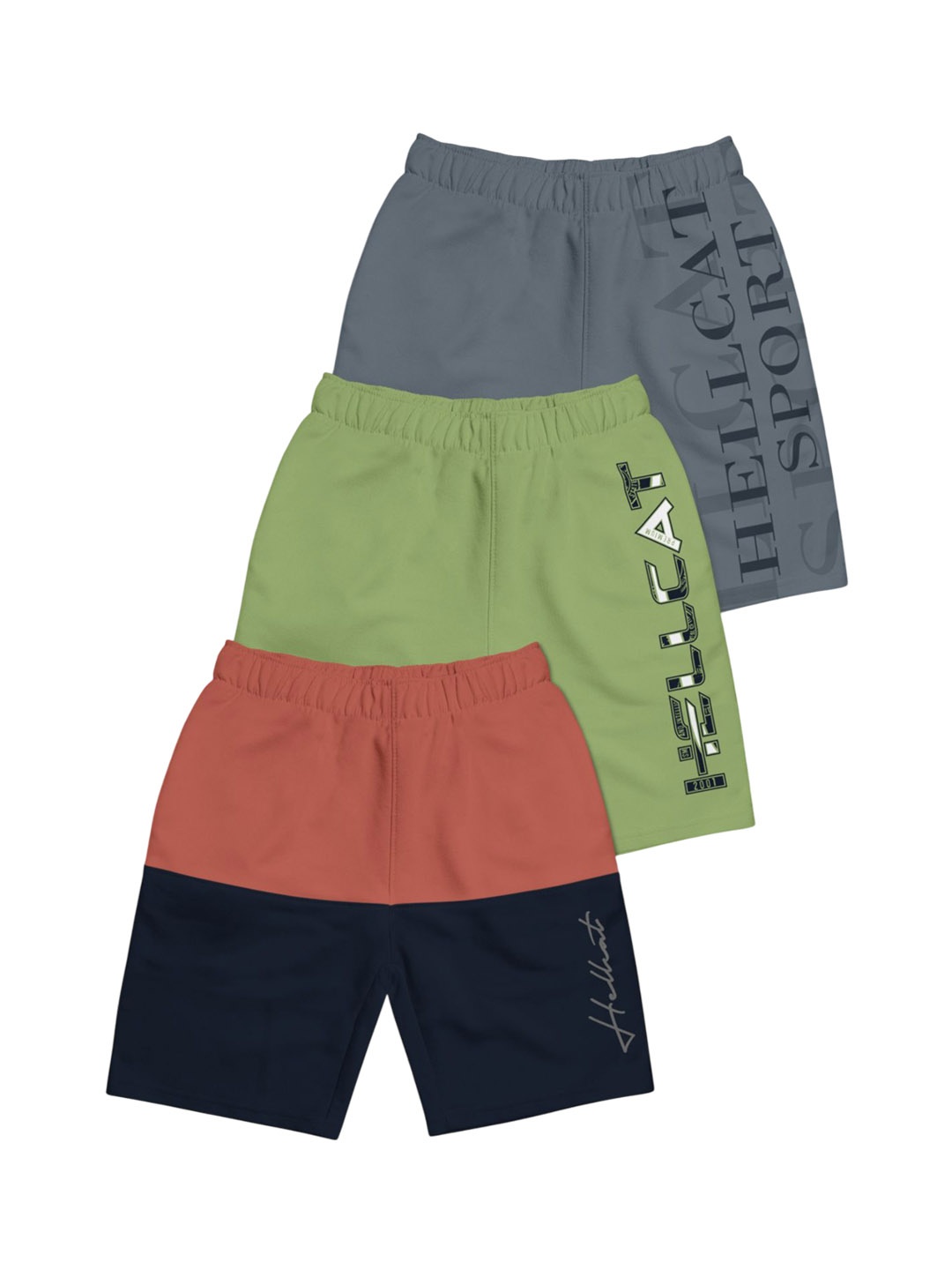 

HELLCAT Boys Typography Printed Shorts, Orange