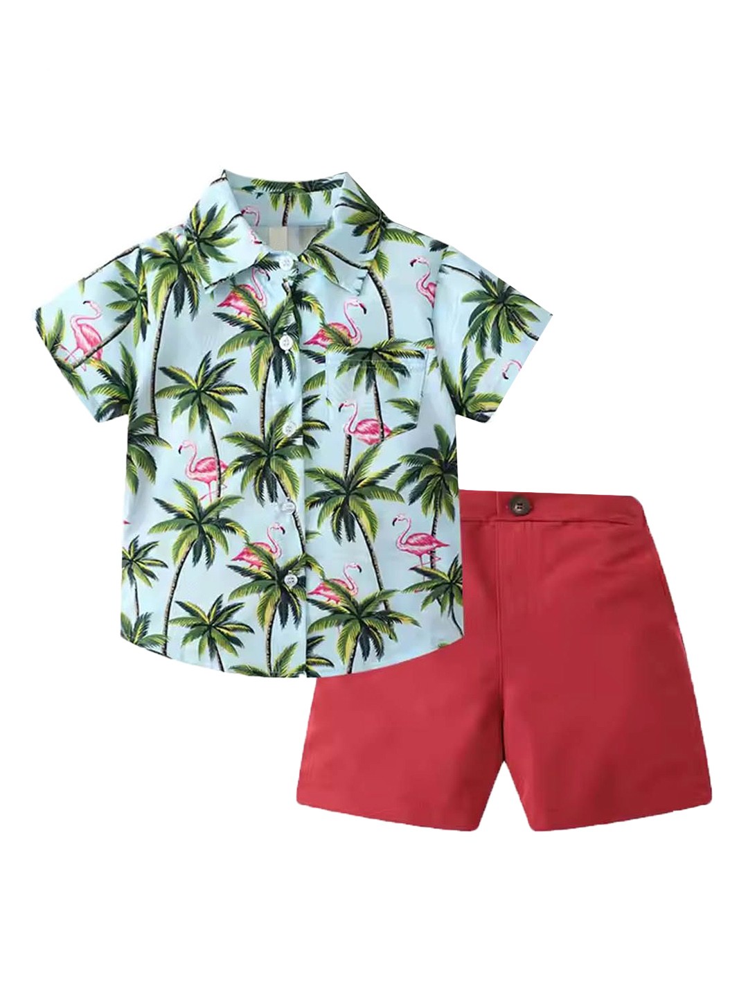 

Xsole Boys Printed Shirt Collar Shirt With Shorts, Blue