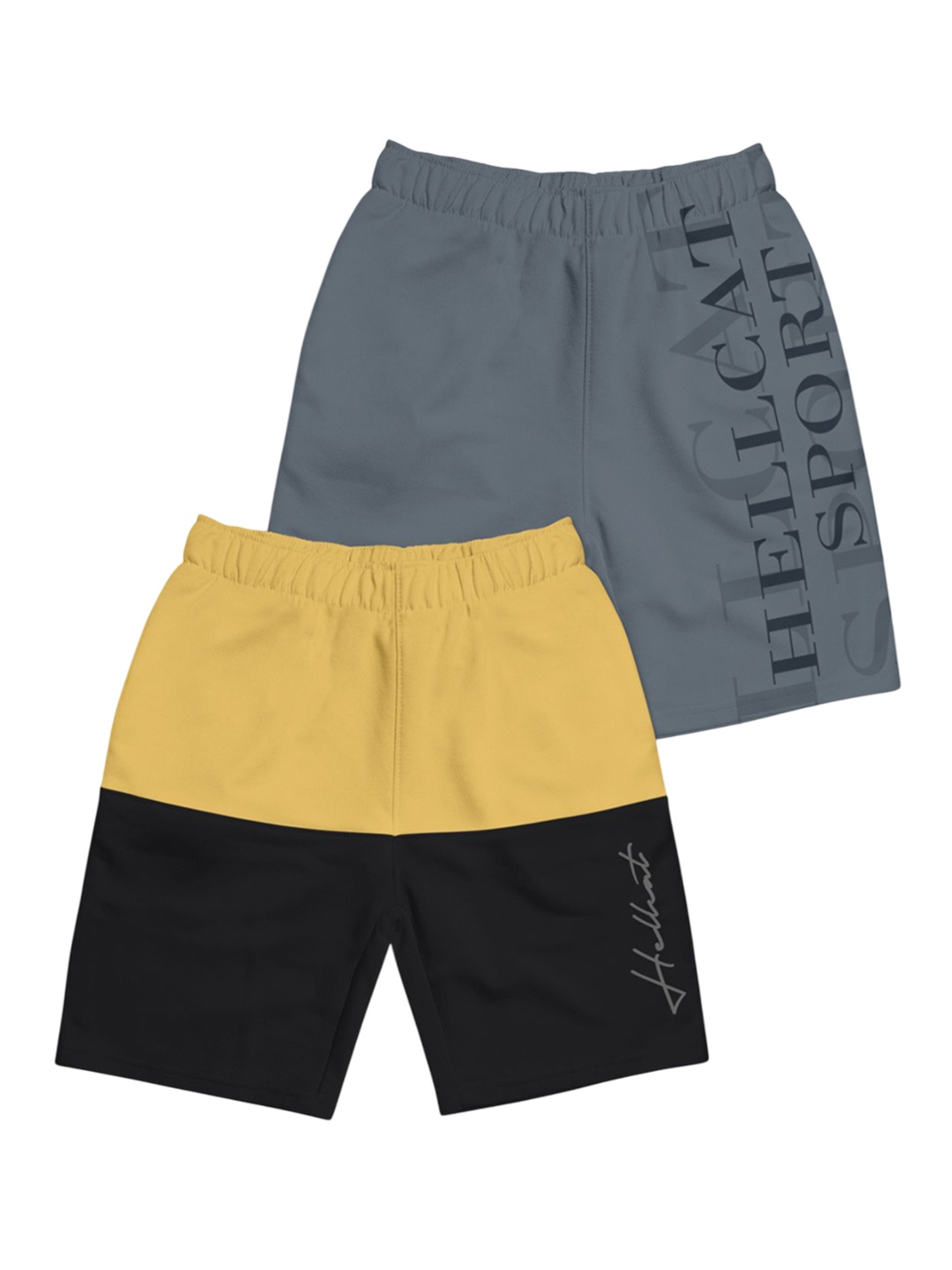 

HELLCAT Boys Typography Printed Shorts, Yellow