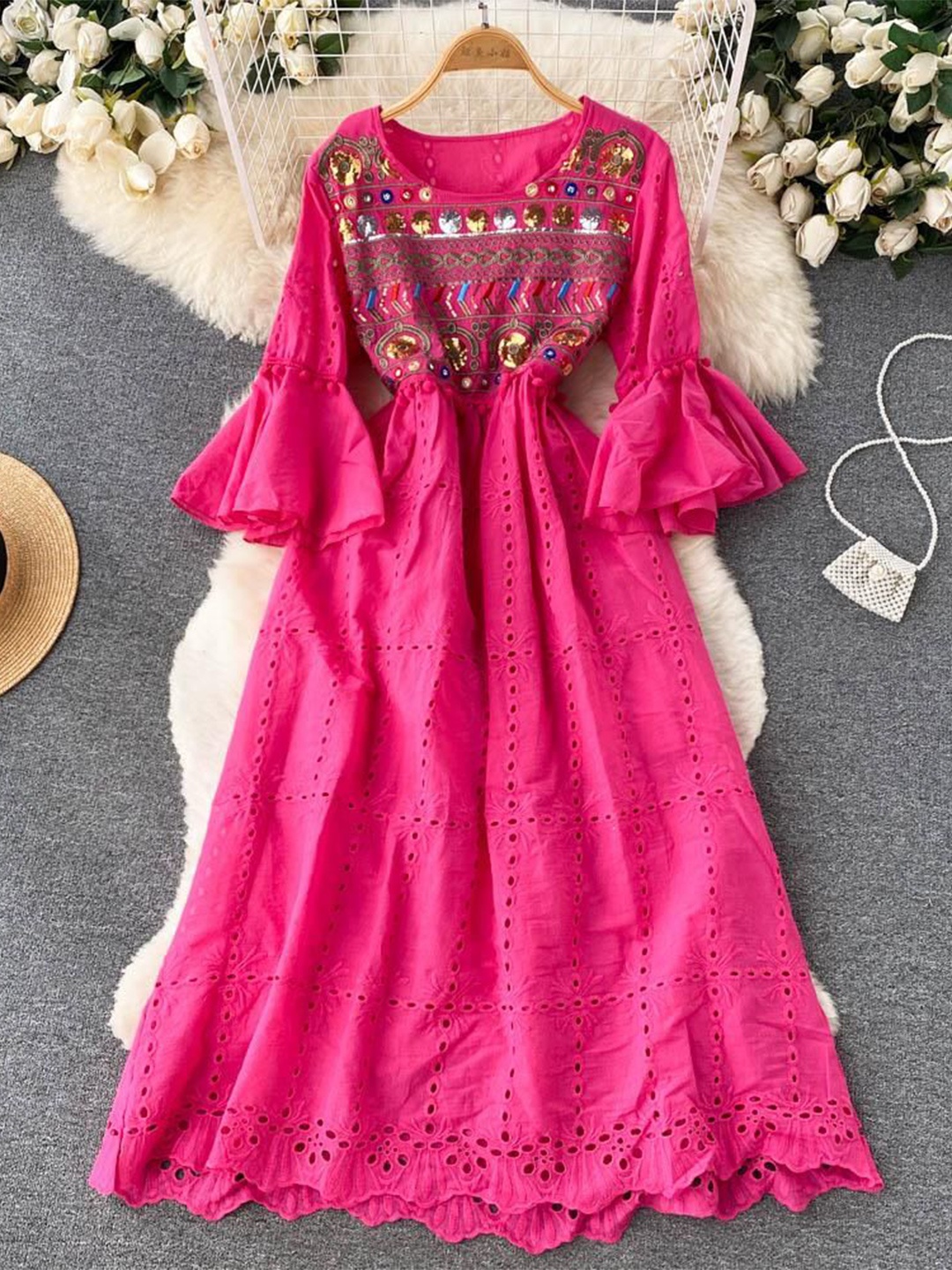 

PANKH Embellished Maxi Dress, Pink