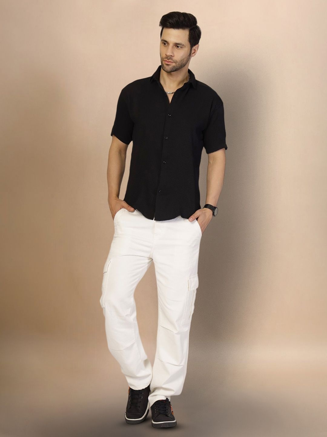 

Moda Rapido Men Original Opaque Casual Shirt, Black