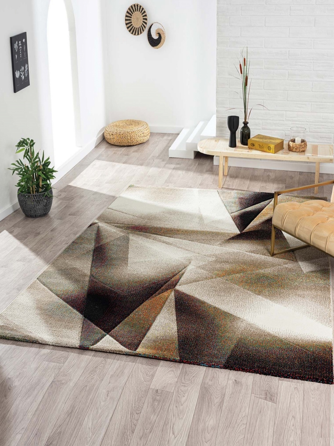 

OBSESSIONS Brown Abstract Anti-Skid Polypropylene Carpet