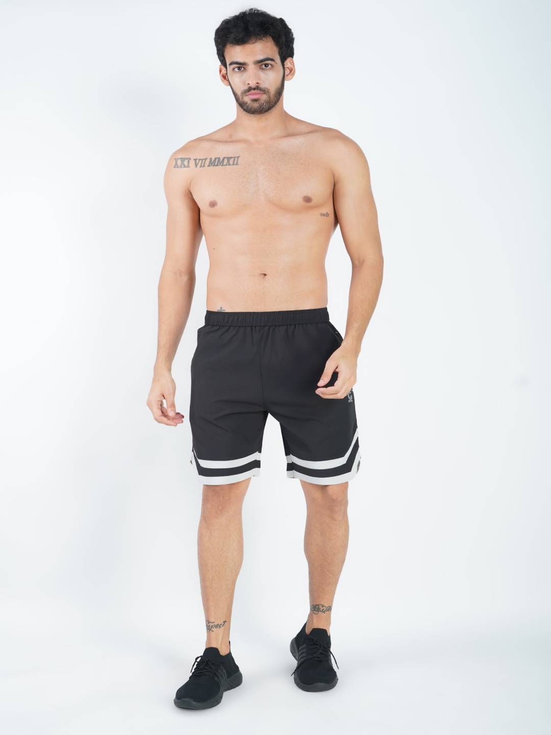 

GOTO Men Striped Training or Gym Sports Shorts, Black