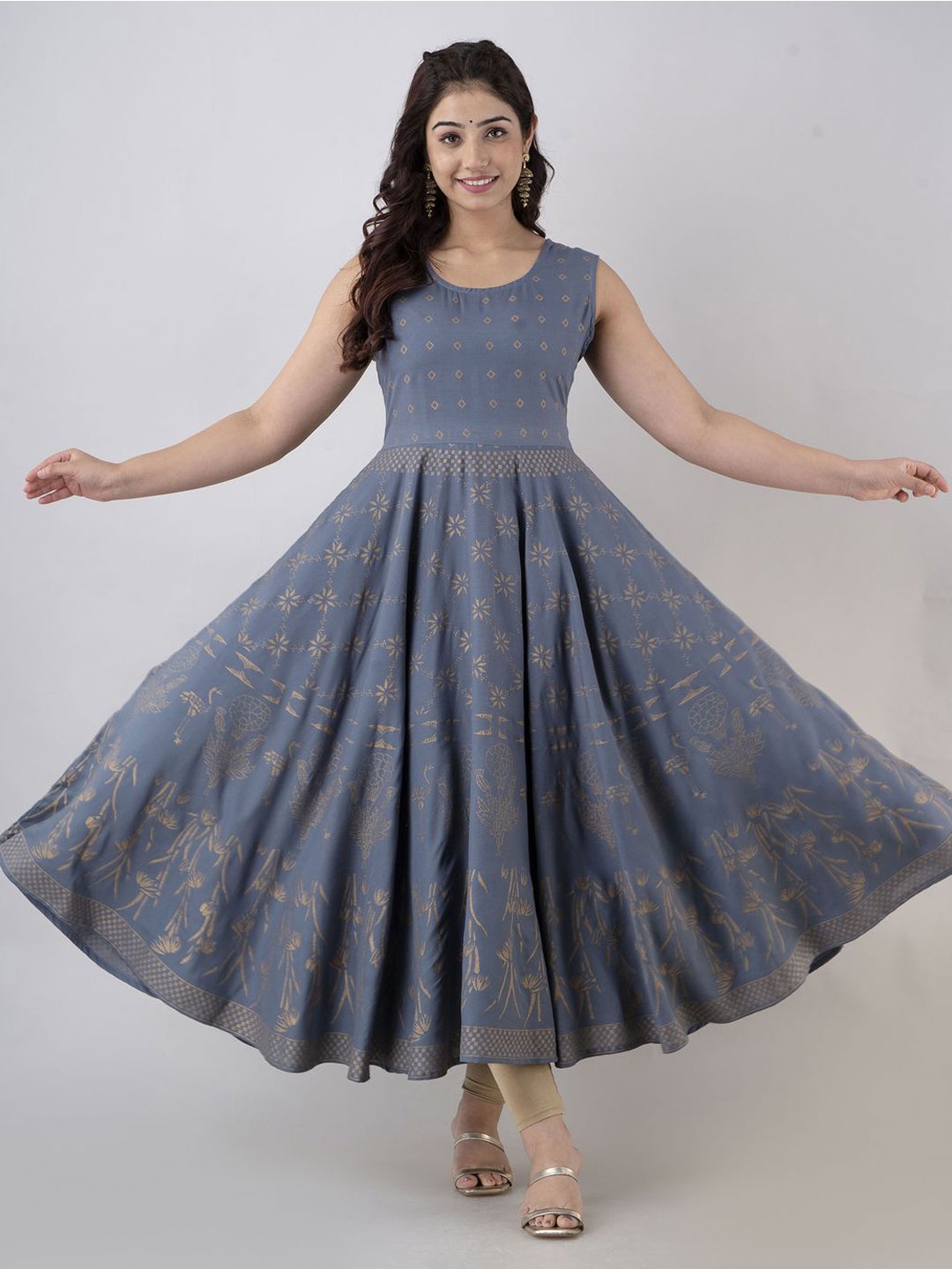 

G.L. FASHION Ethnic Motifs Printed Anarkali Kurta, Grey