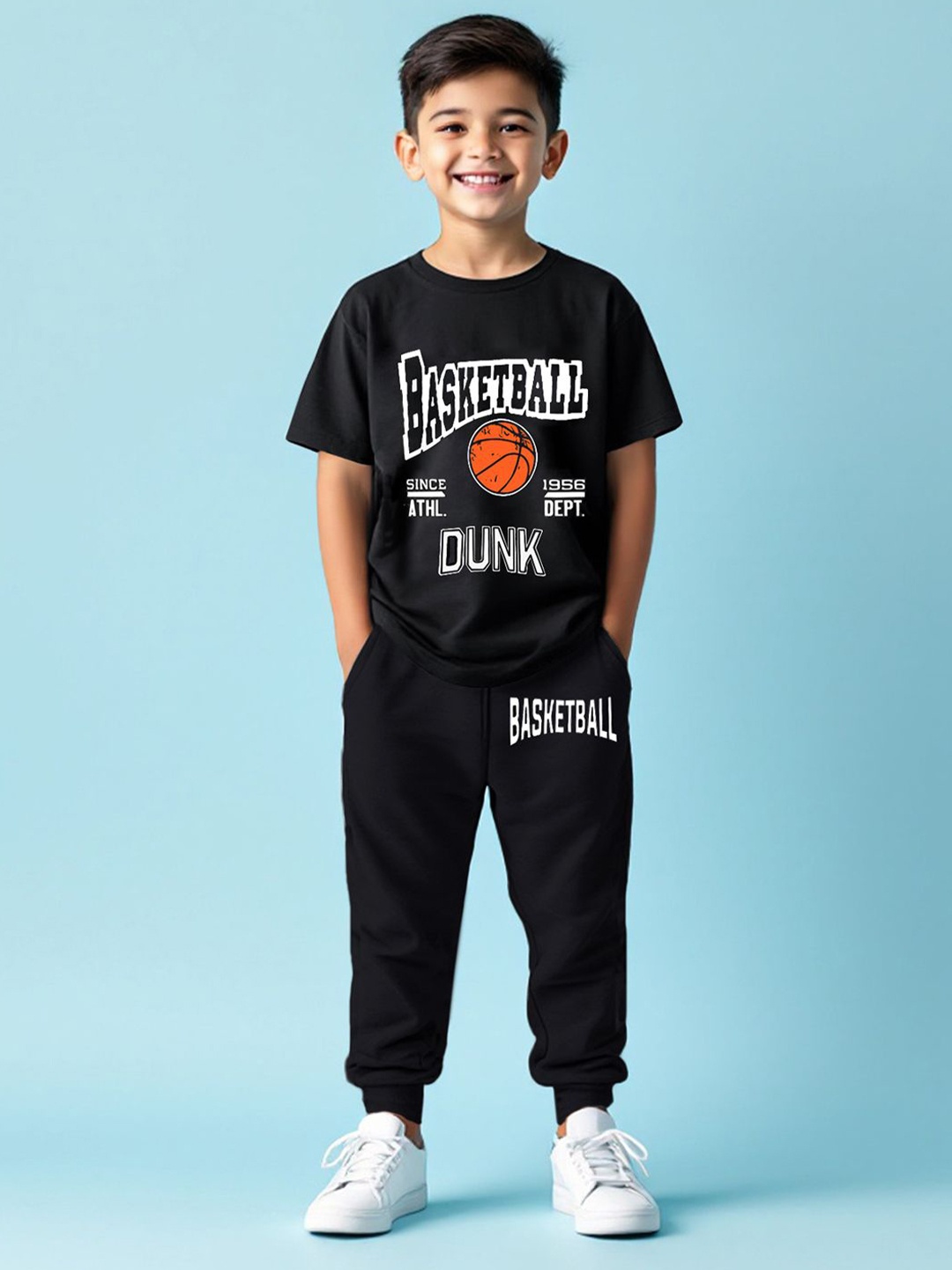 

HERE&NOW Boys Printed T-Shirt and Joggers, Black