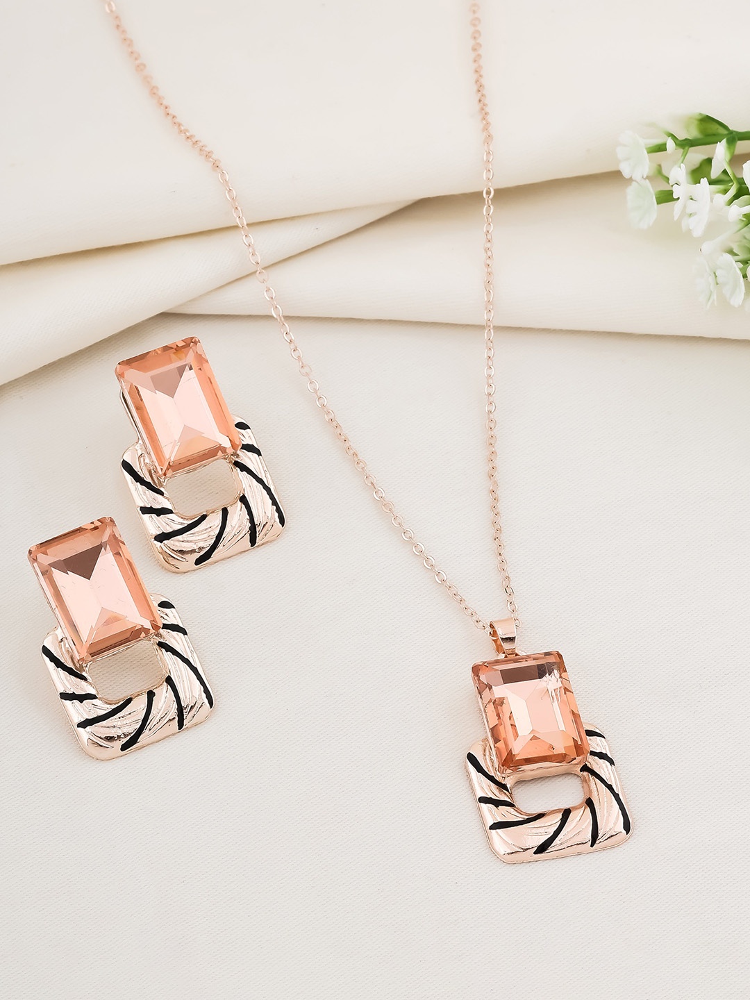 

DressBerry Stone Studded Jewellery Set, Rose gold
