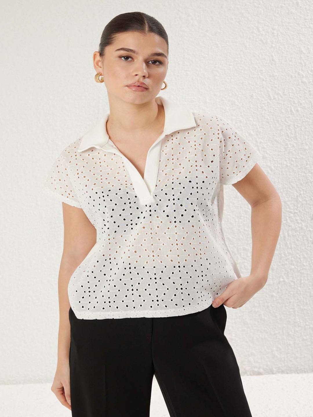 

Trendyol Cotton Shirt Style Top, Na