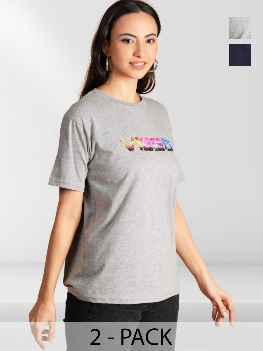 

NEYSA Women Typography 2 Printed Applique T-shirt, Multi