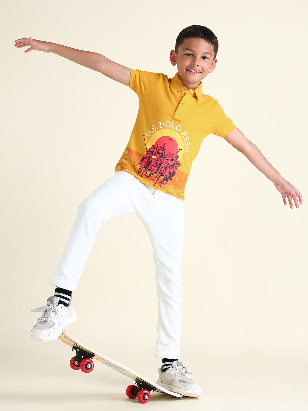 

U.S. Polo Assn. Kids Boys Sports Printed Polo Pure Cotton T-shirt, Mustard