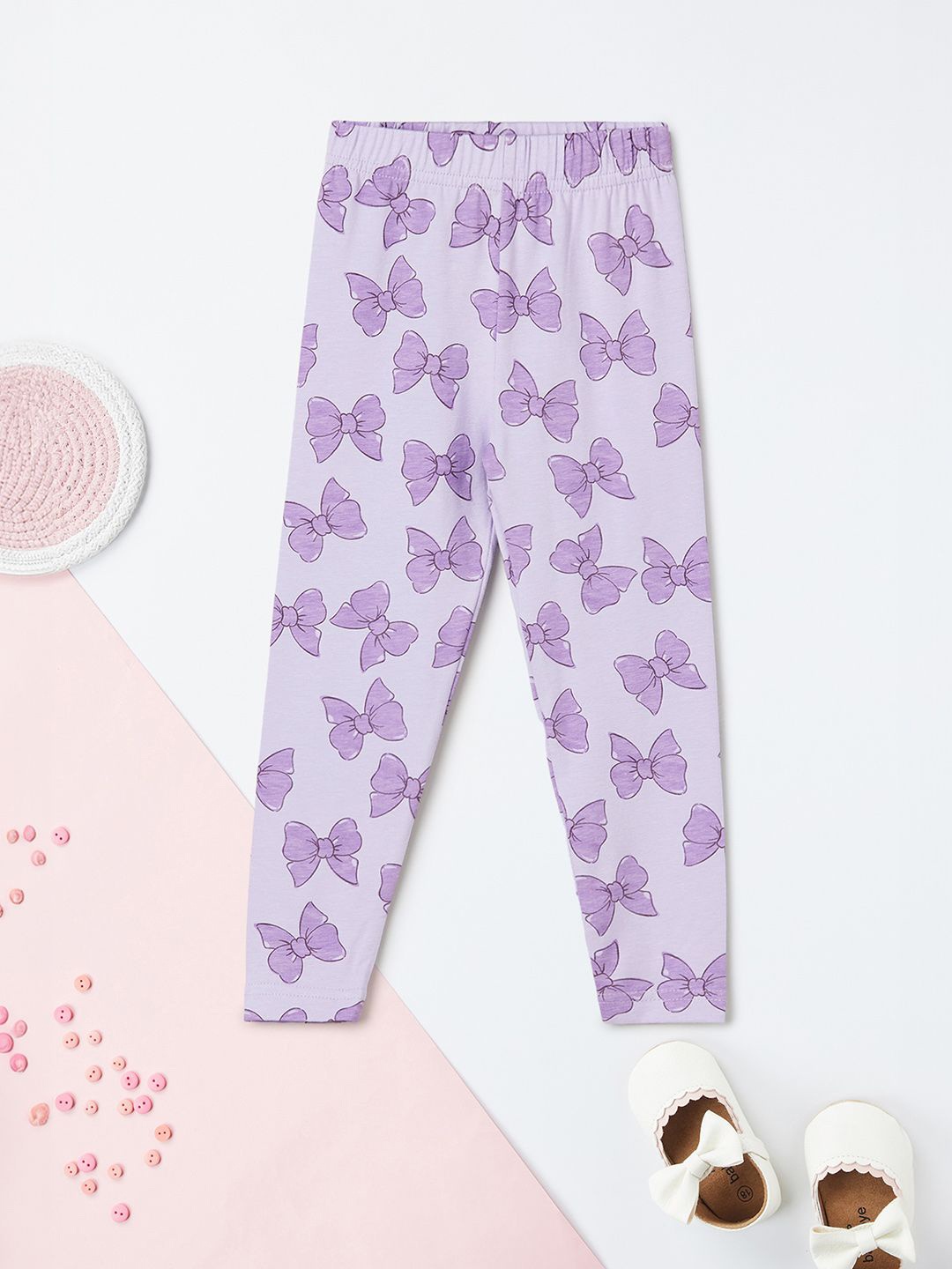 

max Girls Printed Ankle-Length Leggings, Lavender