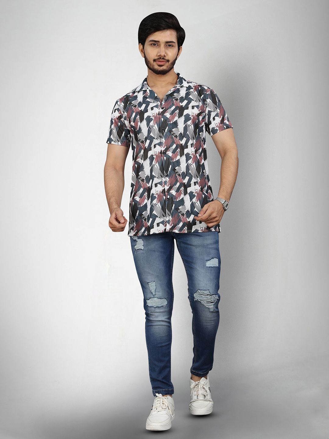 

Moda Rapido Men Original Opaque Printed Casual Shirt, Multi