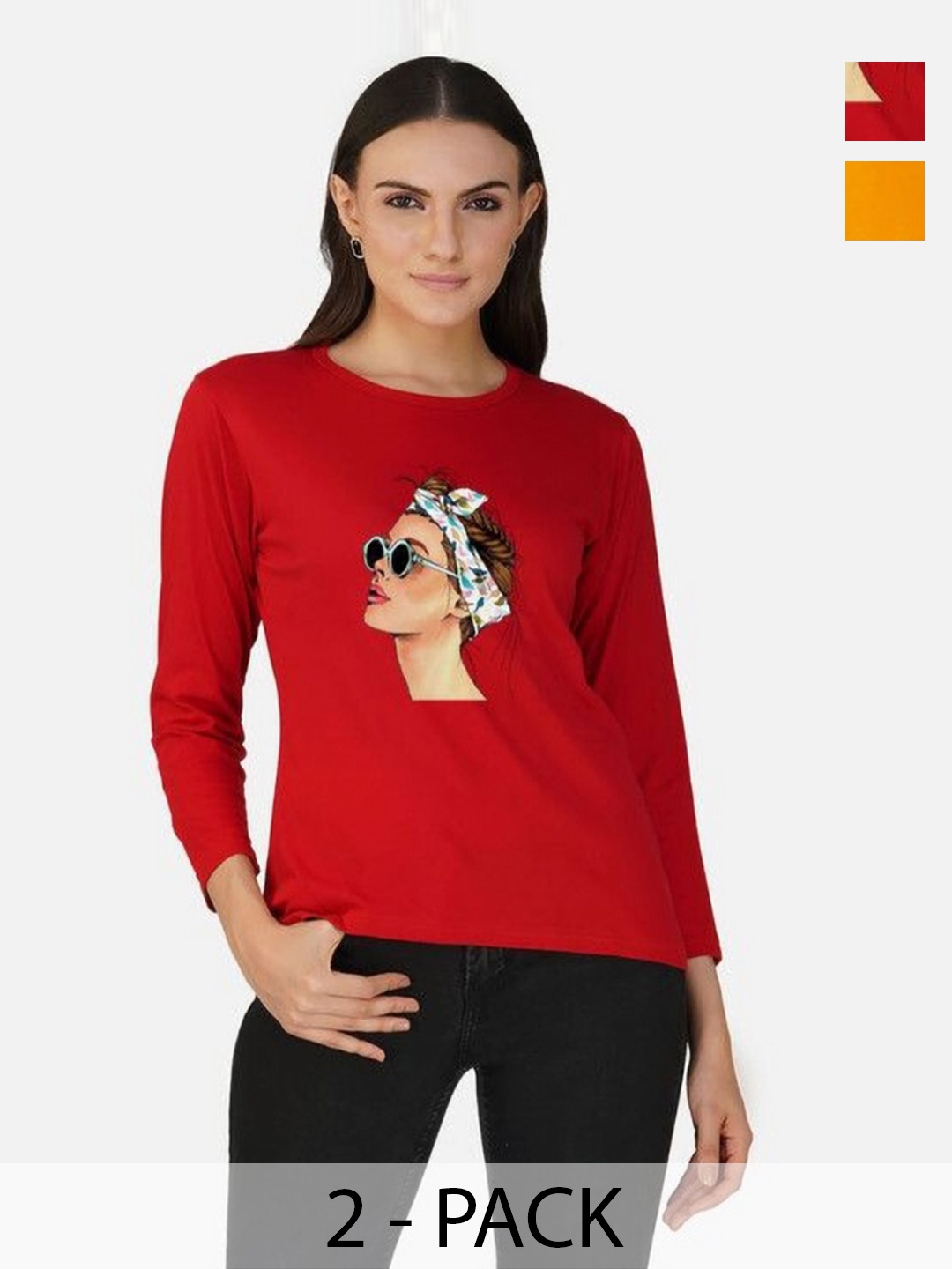 

Metronaut Women 2 Printed Bio Finish T-shirt, Mustard