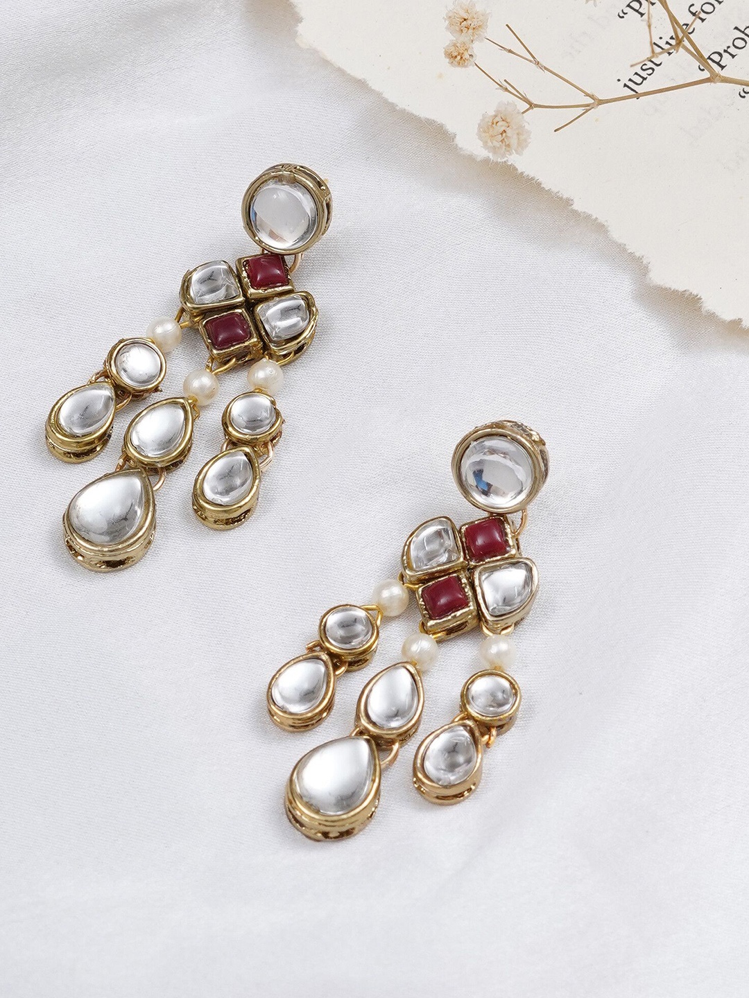 

BeAbhika Contemporary Drop Earrings, Maroon