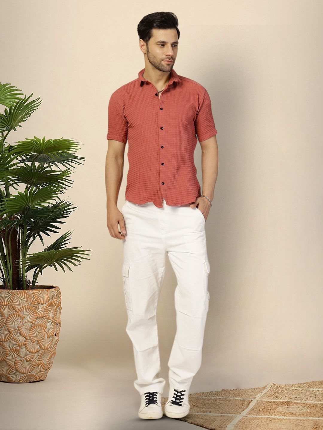 

Moda Rapido Men Original Opaque Casual Shirt, Pink