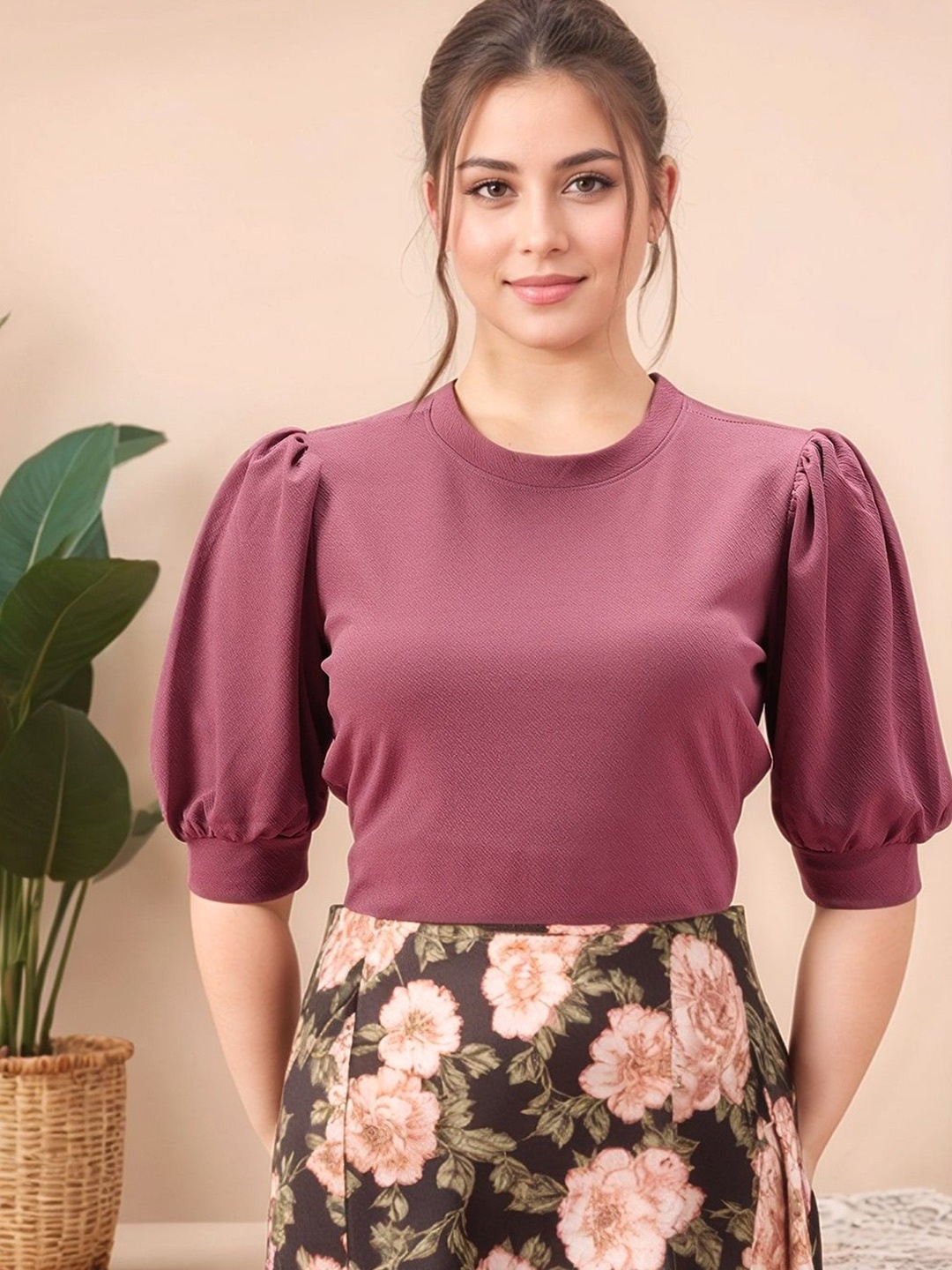 

Mast & Harbour Puff Sleeve Top, Pink