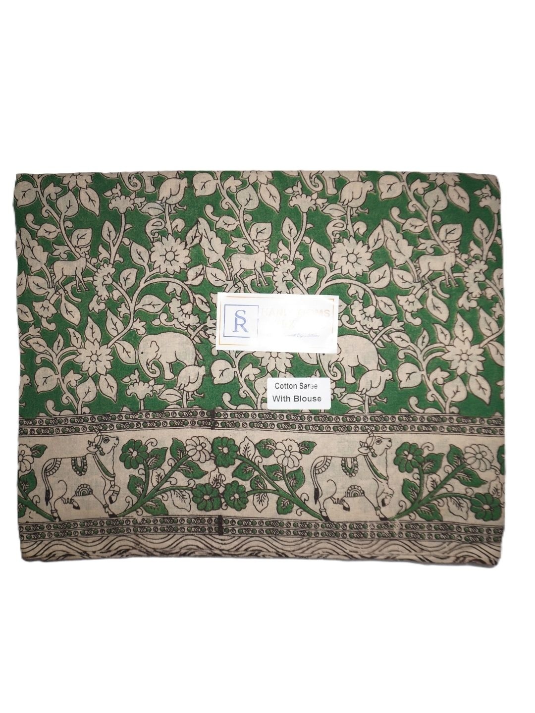 

SR HANDLOOMS AND TEXTILES Floral Pure Cotton Saree, Green