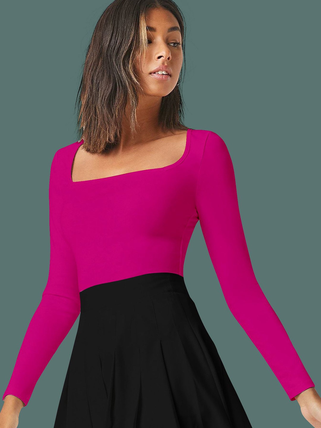 

Dream Beauty Fashion Square Neck Fitted Top, Pink