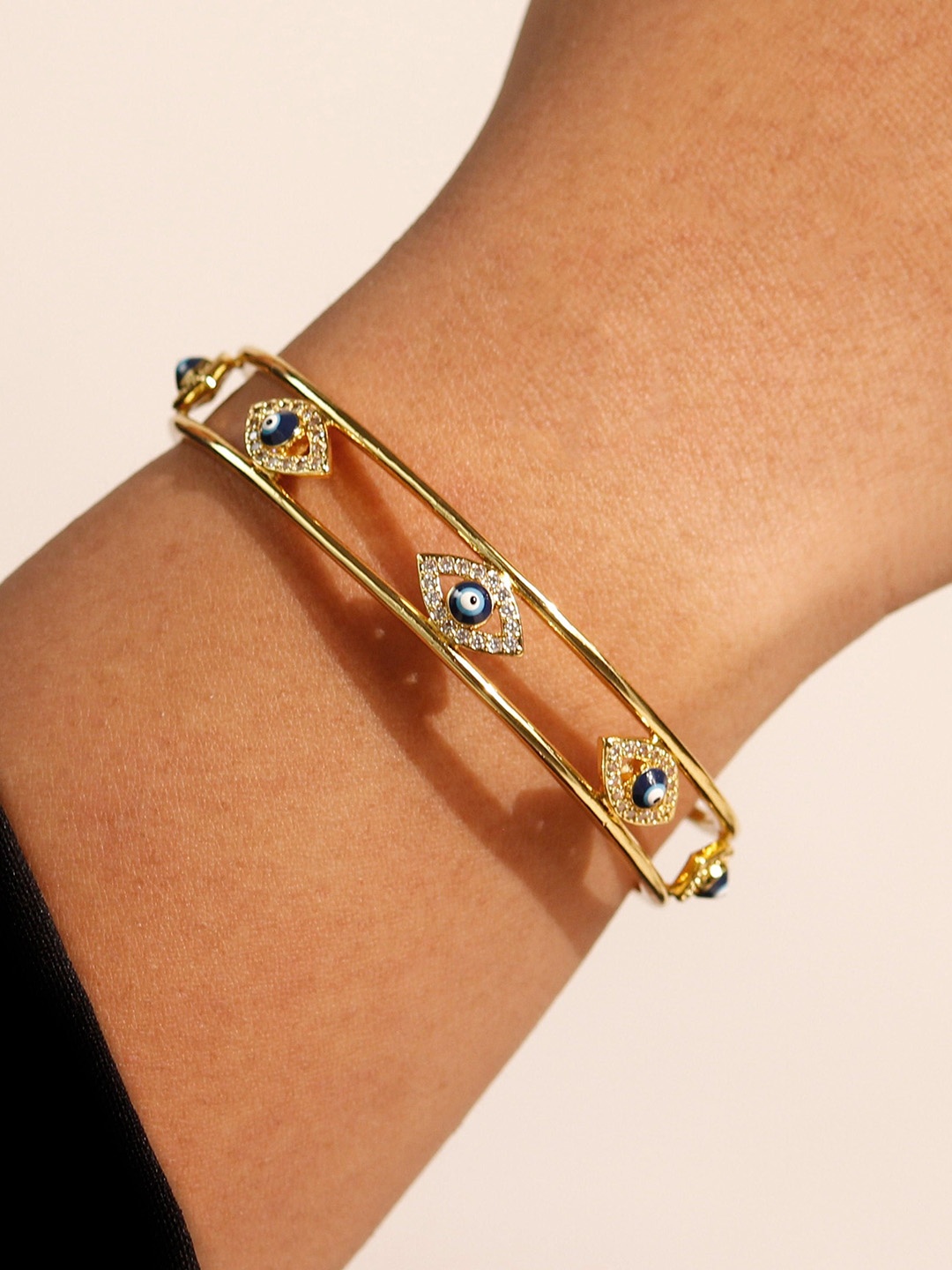 

LOCAL PITARA 18K Gold-Plated Glint Evil Eyes Kada Bangle