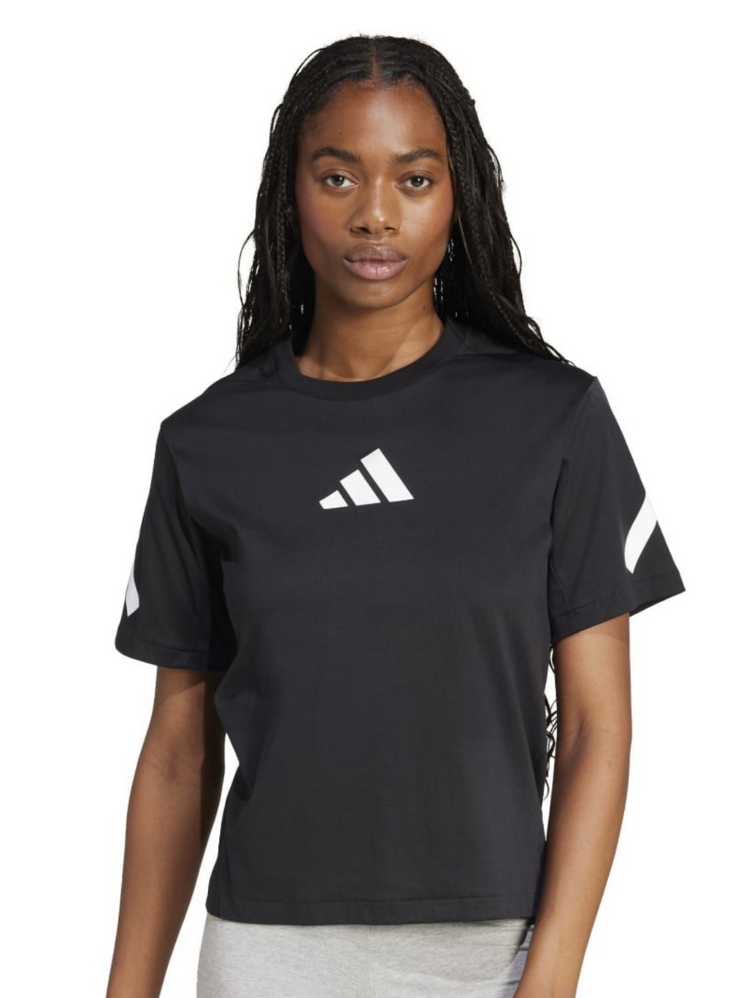 

ADIDAS Originals Women Printed Mandarin Collar Pockets T-shirt, Black