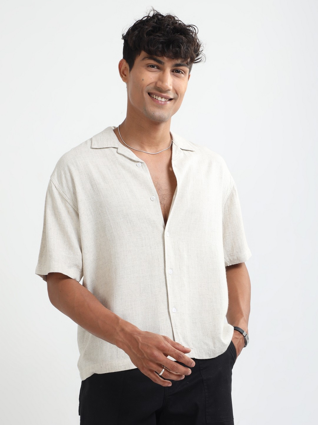 

THE BEETEL HOUSE Men Relaxed Opaque Casual Shirt, Cream