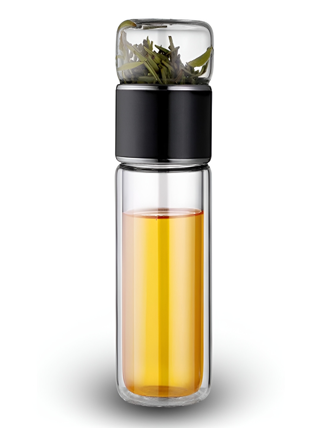 

YELONA Transparent & Black Single Glass Solid Double Wall Vacuum Water Bottle