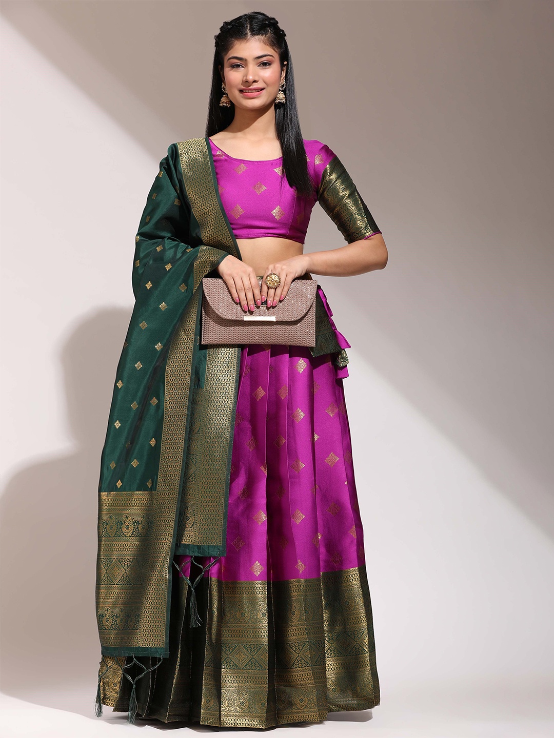 

Payu Semi-Stitched Lehenga & Unstitched Blouse With Dupatta, Purple