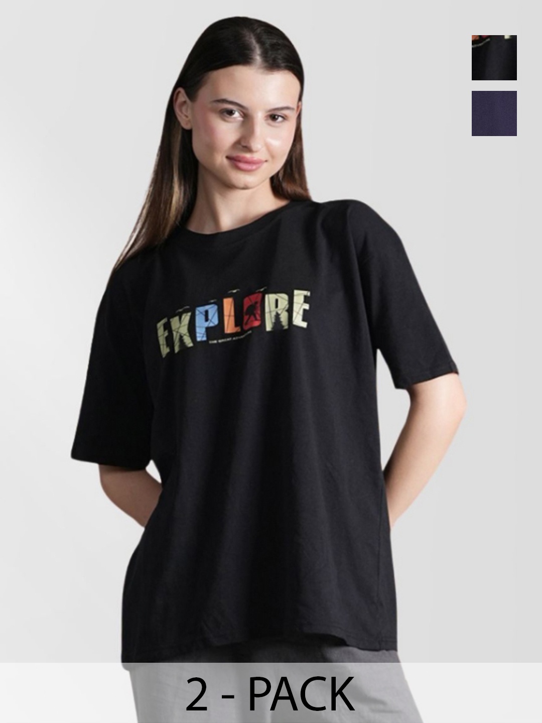 

NEYSA Women Typography 2 Printed Applique T-shirt, Multi