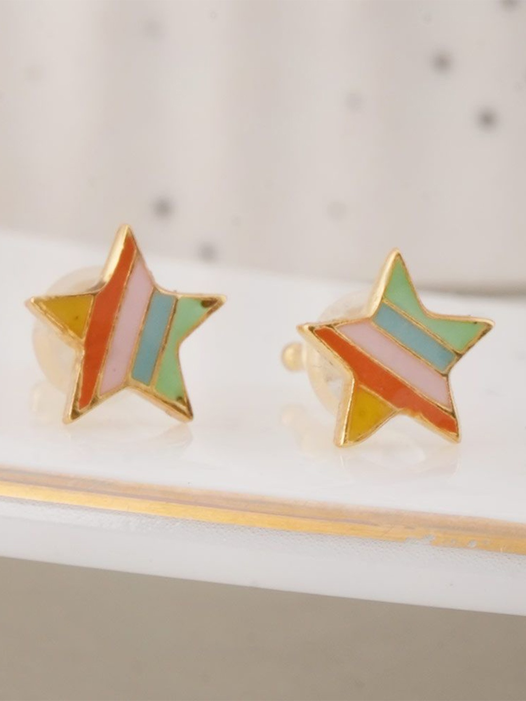 

PALMONAS Contemporary Studs Earrings, Gold
