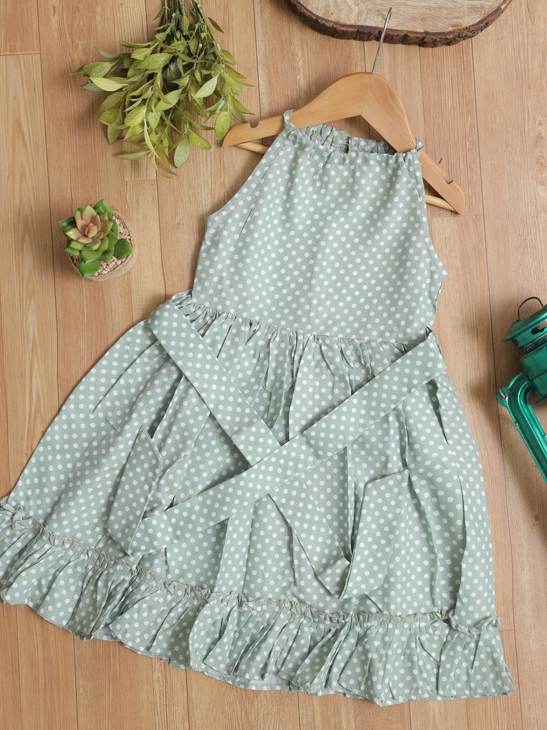 

BAESD Polka Dot Print Fit & Flare Dress, Green