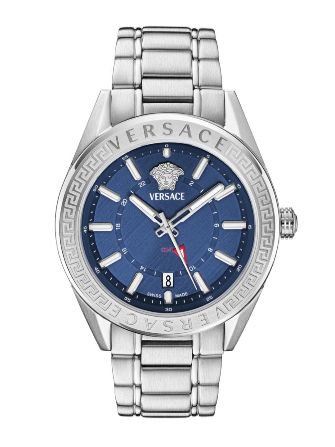 

Versace Men Brass Dial & Stainless Steel Bracelet Style Straps Analogue Watch VEAFA0424, Blue