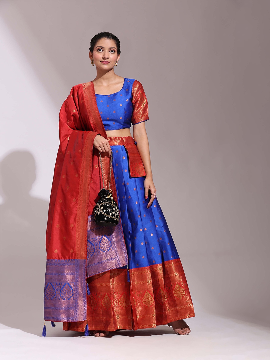 

Payu Semi-Stitched Lehenga & Unstitched Blouse With Dupatta, Blue