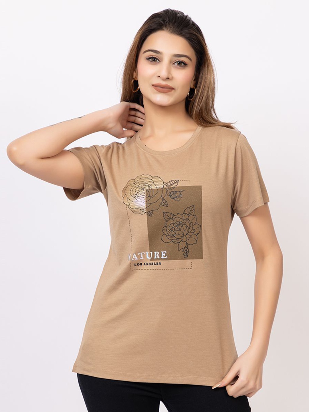 

Lory Print Cotton Top, Beige