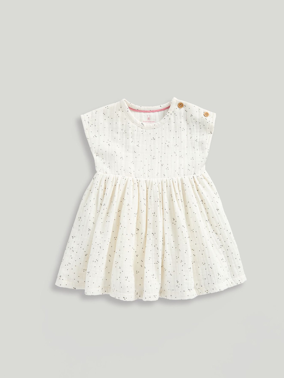 

mothercare Polka Dot Print A-Line Dress, Cream
