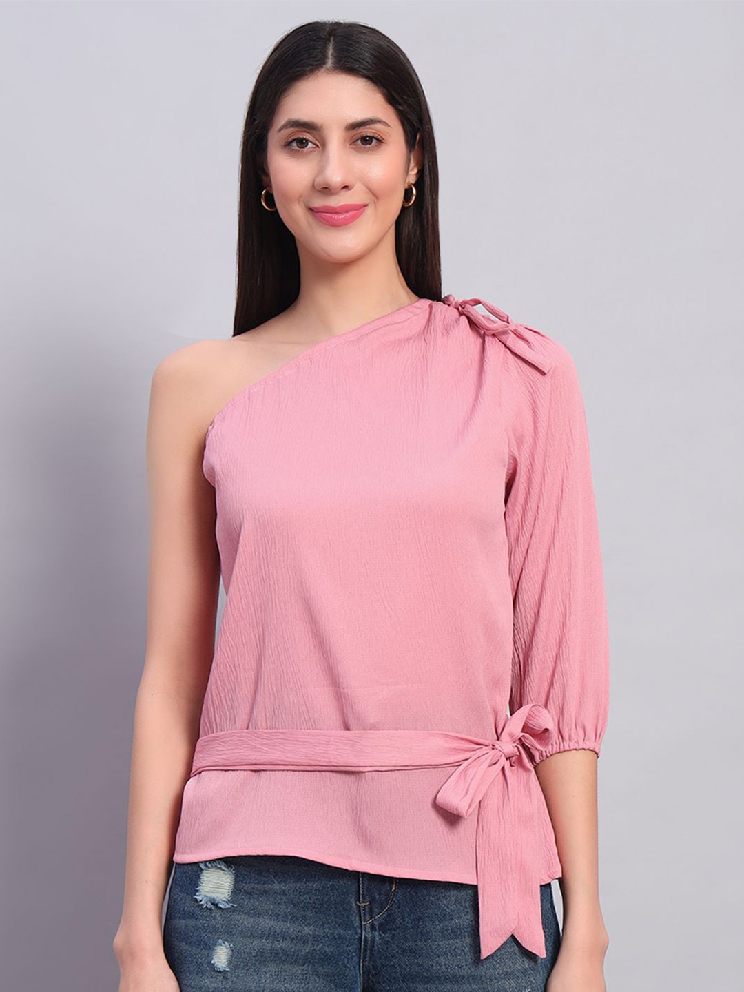 

ROSEMELON One Shoulder Crepe Top, Pink