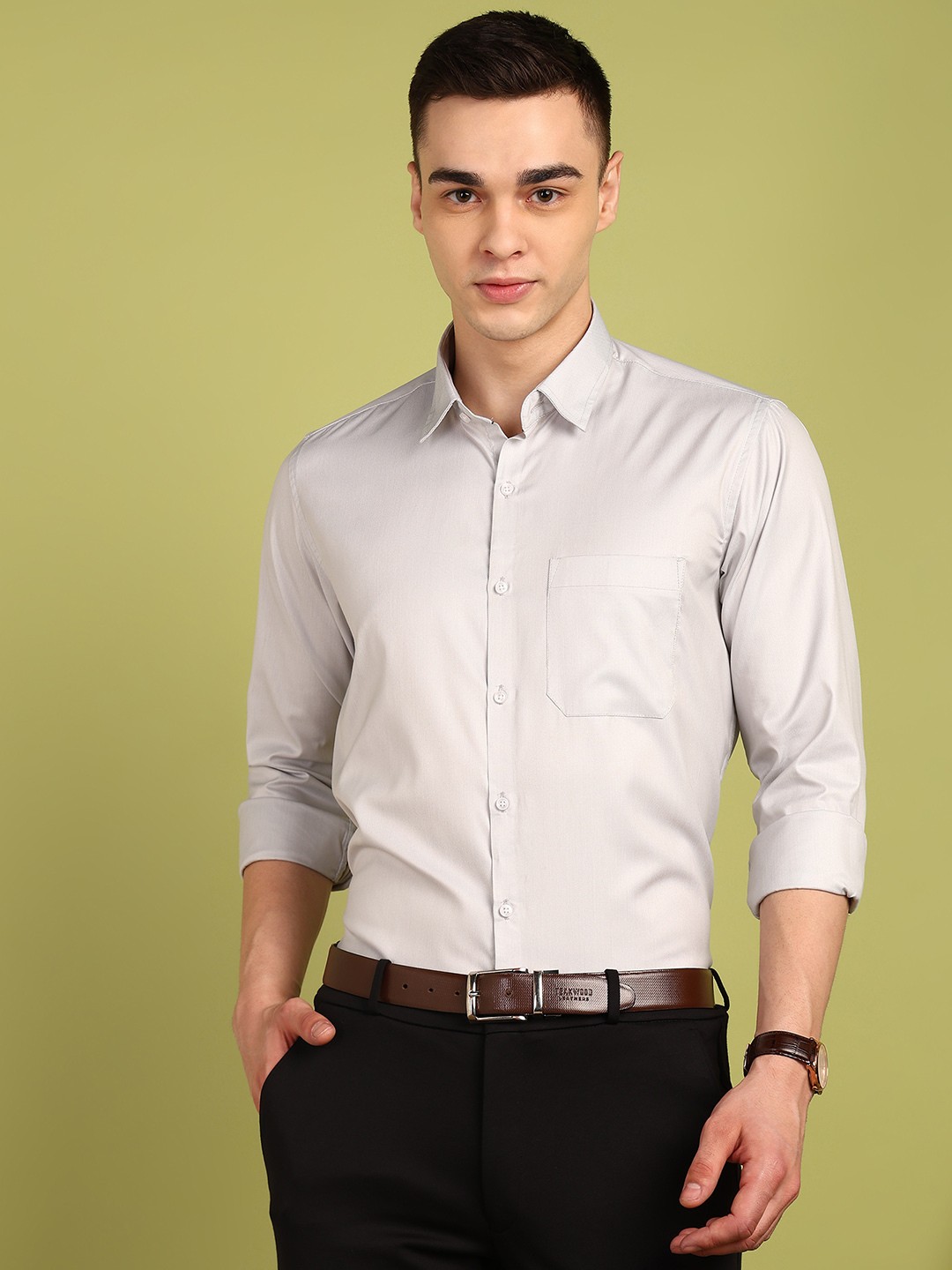 

PulseIQ Men Slim Fit Opaque Casual Shirt, Grey