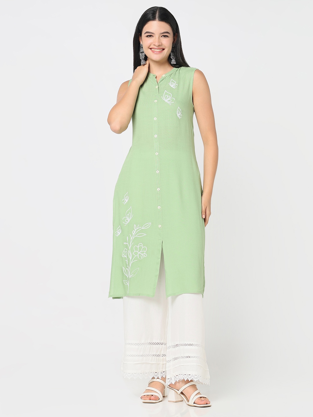 

R&B Women Ethnic Motifs Thread Work Kurta, Green