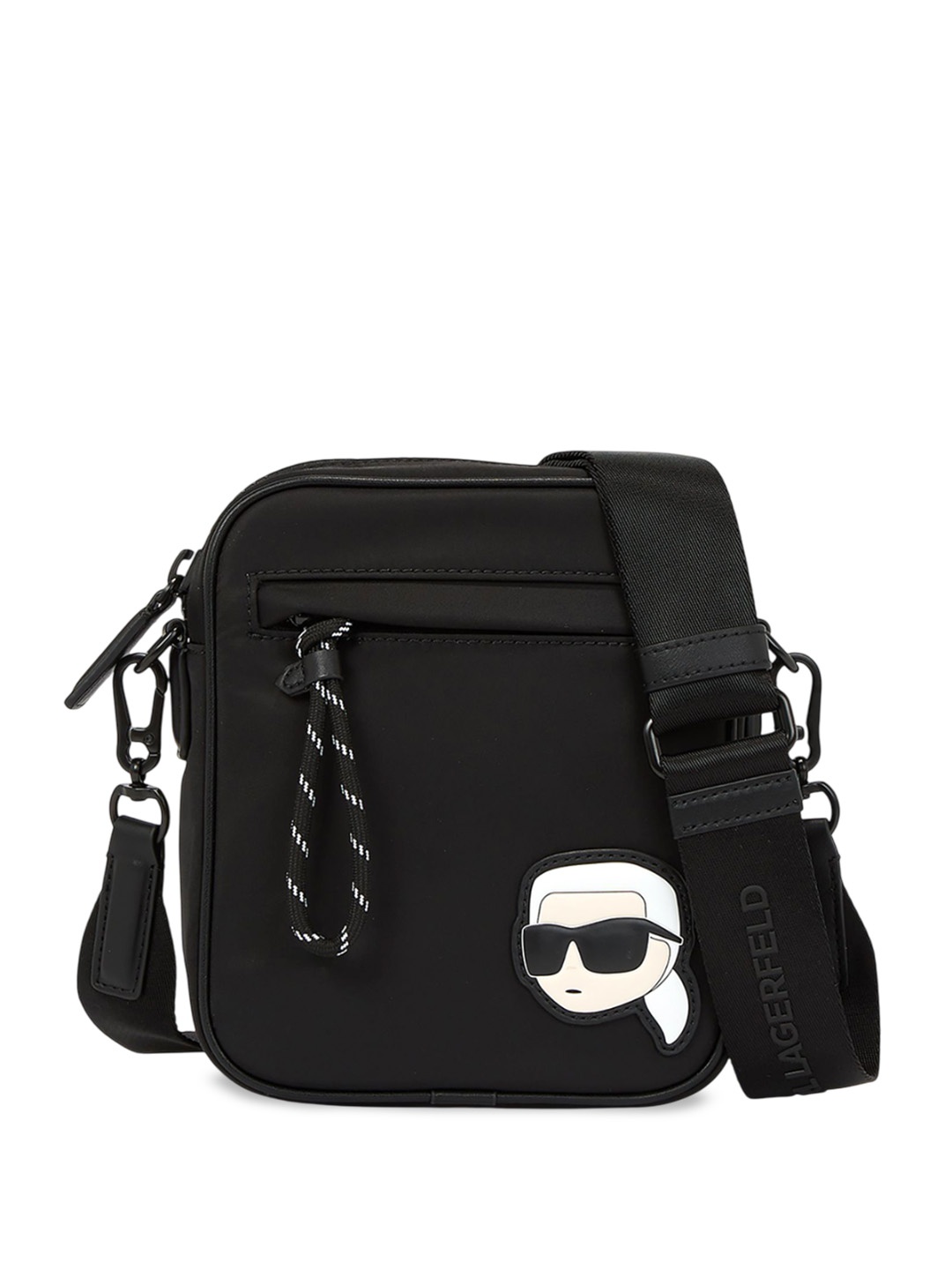 

Karl Lagerfeld Structured Sling Bag with Tasselled, Black