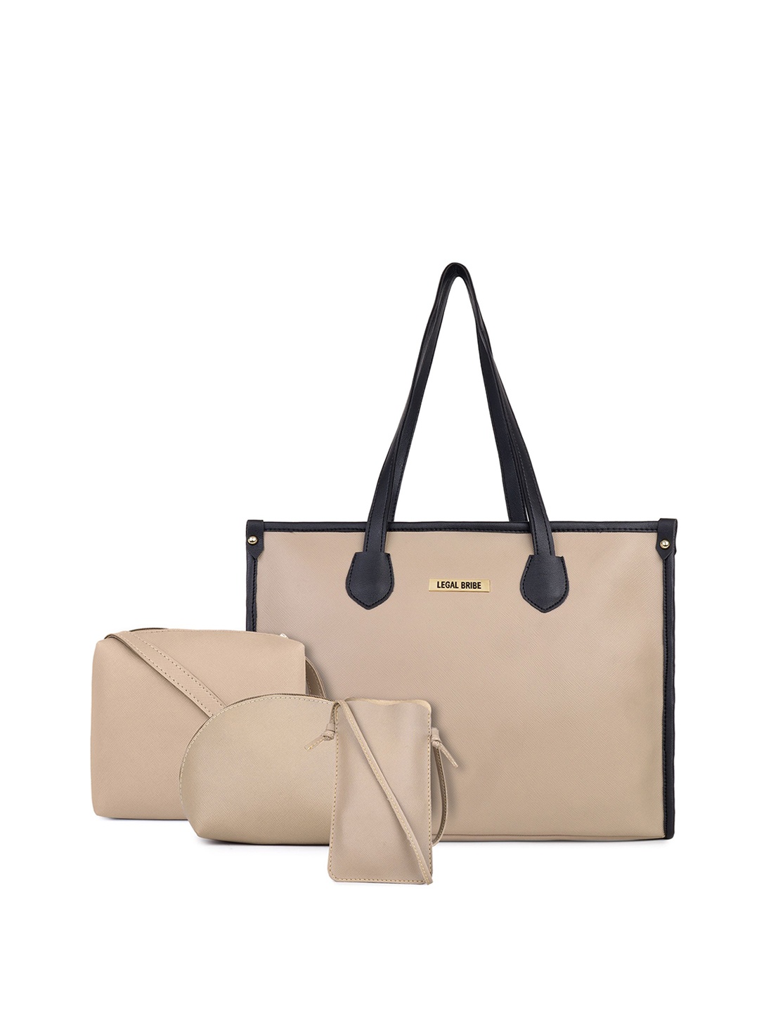 

LEGAL BRIBE PU Structured Tote Bag, Beige